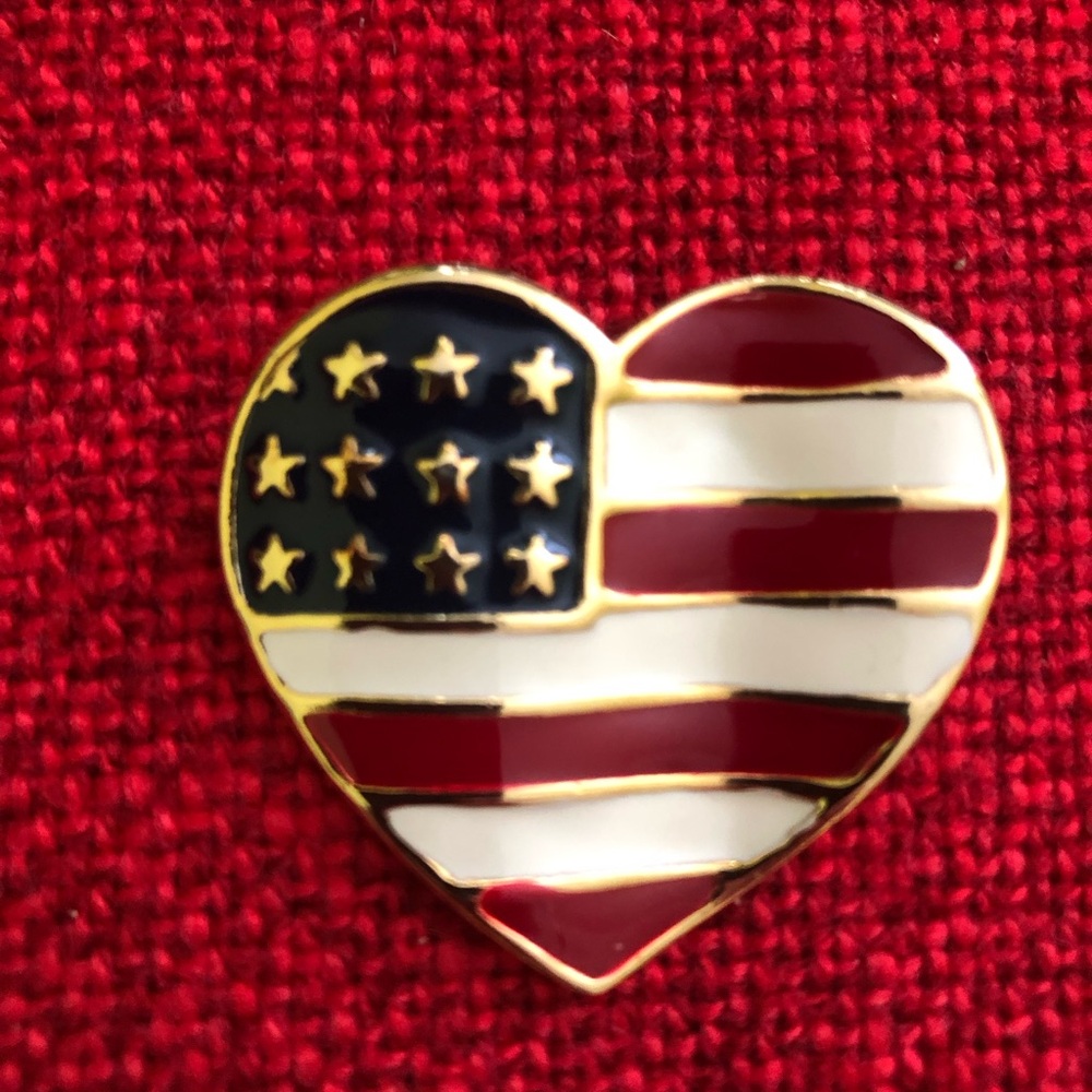 American Flag Heart Pin Patriotic, July 4th, Usa Flag